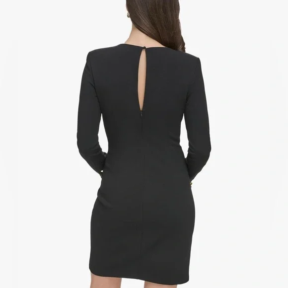 NWT - Vince Camuto Black Long Sleeve Crepe with Paillette Sequin Trim - Picture 3 of 10